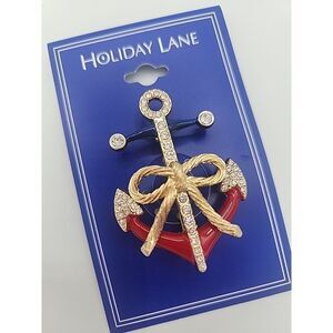 Charter Club Gold Tone Patriotic Anchor Pin Memorial Day